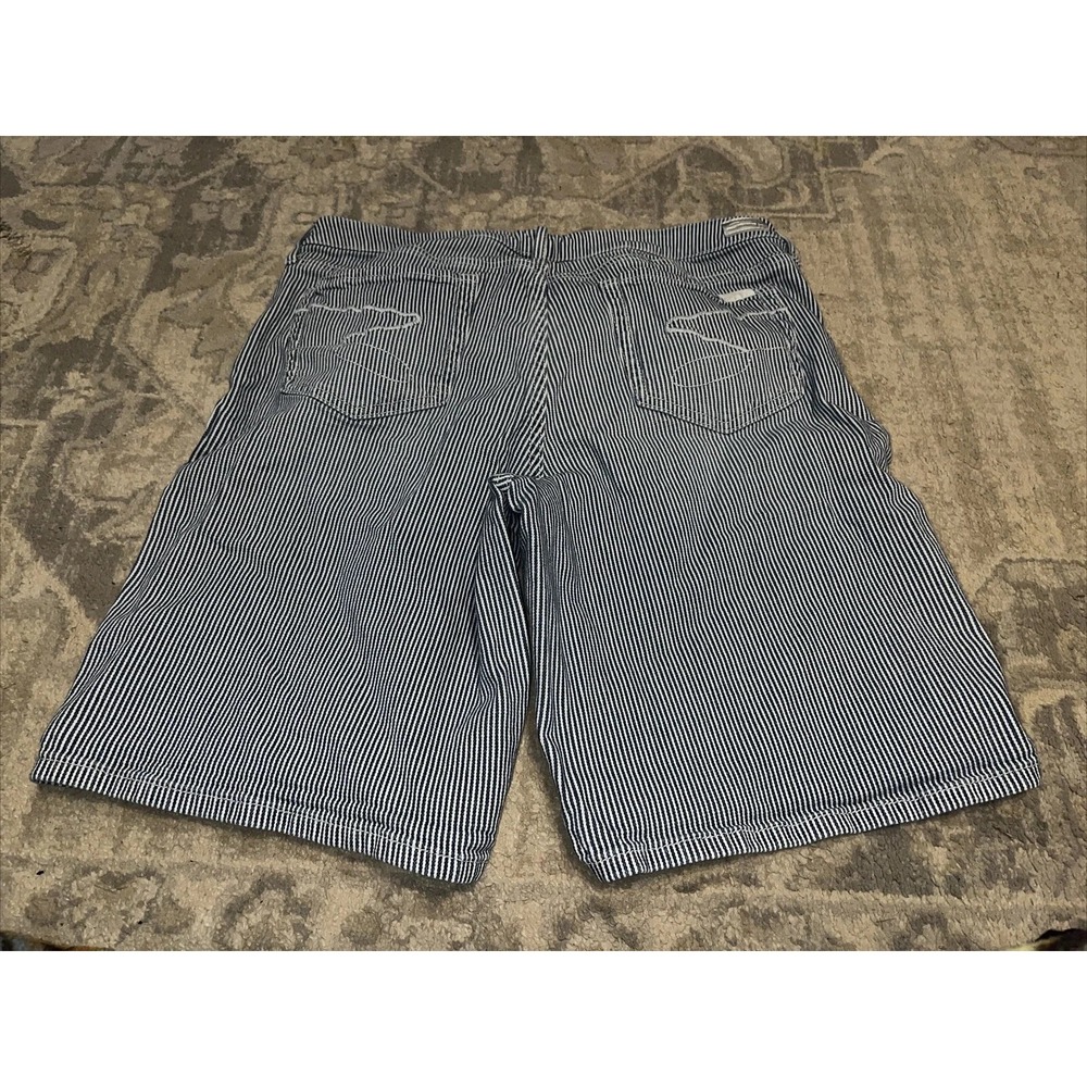 Seven7‎ Women's Size 16 Railroad Striped Bermuda Jean Shorts Blue/White